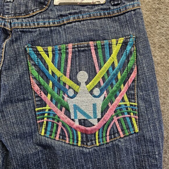 Notorious BIG Jeans Mens 34x33 Blue Embroidered Denim Hip Hop Baggy Skate - Picture 4 of 13